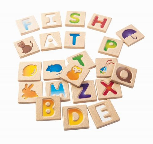 Alphabet Plättchen, Plantoys, Lernspiele & Kreativspiele, ab 2 jahre, holzspielzeug, lernspiele